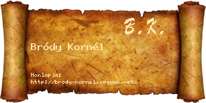 Bródy Kornél névjegykártya